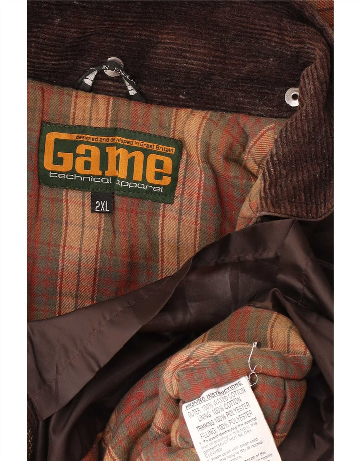 Jaqueta masculina de algodão encerado com capuz Game Technical Apparel UK 44 2XL marrom