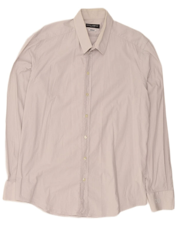 Camisa masculina Dolce & Gabbana tamanho 44 17 1/2 XL algodão cinza