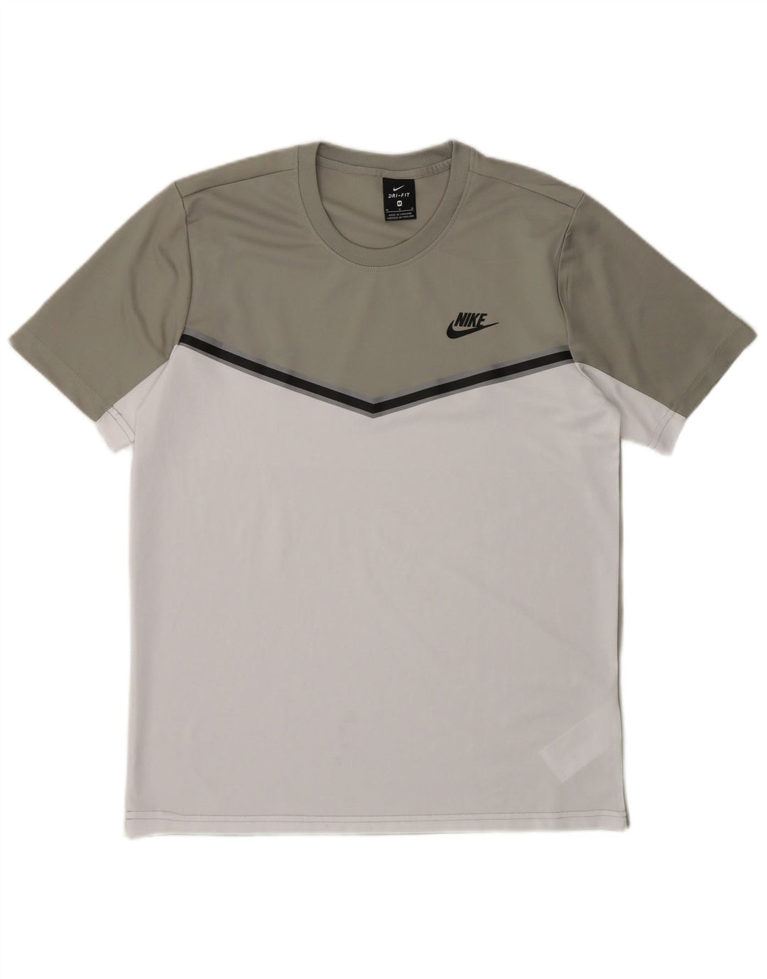 Camiseta Nike Masculina Dri Fit Top Cinza Médio Colourblock Poliéster