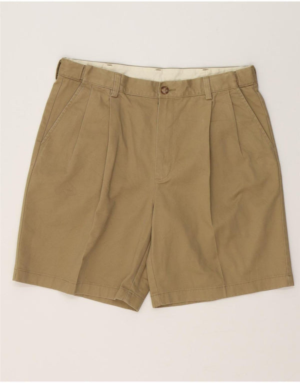 L.L.Bean Mens Pegged Chino Shorts W35 Grande Algodão Cáqui