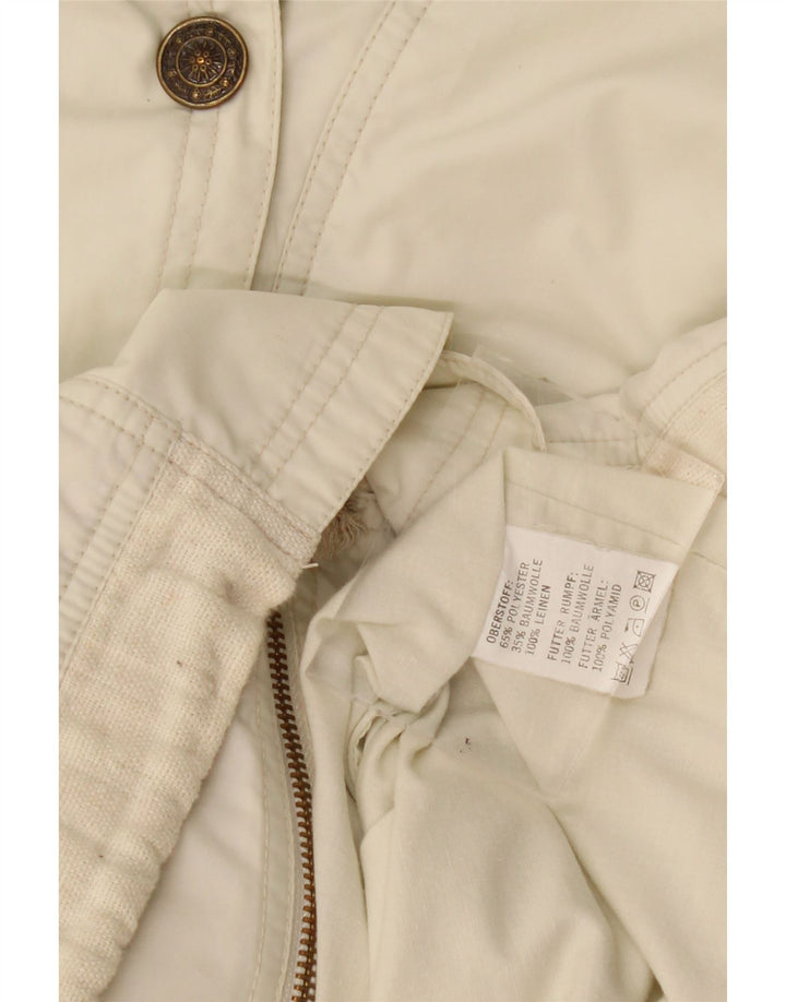 Jaqueta utilitária com capuz grande vintage feminina UK 20 2XL branco
