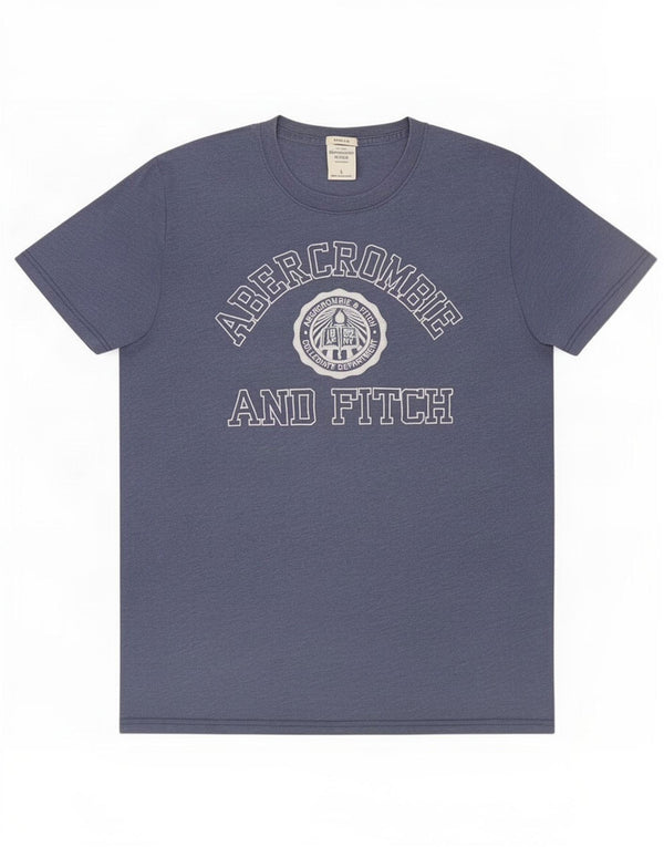 Camiseta masculina com estampa muscular Abercrombie & Fitch Top grande de algodão azul