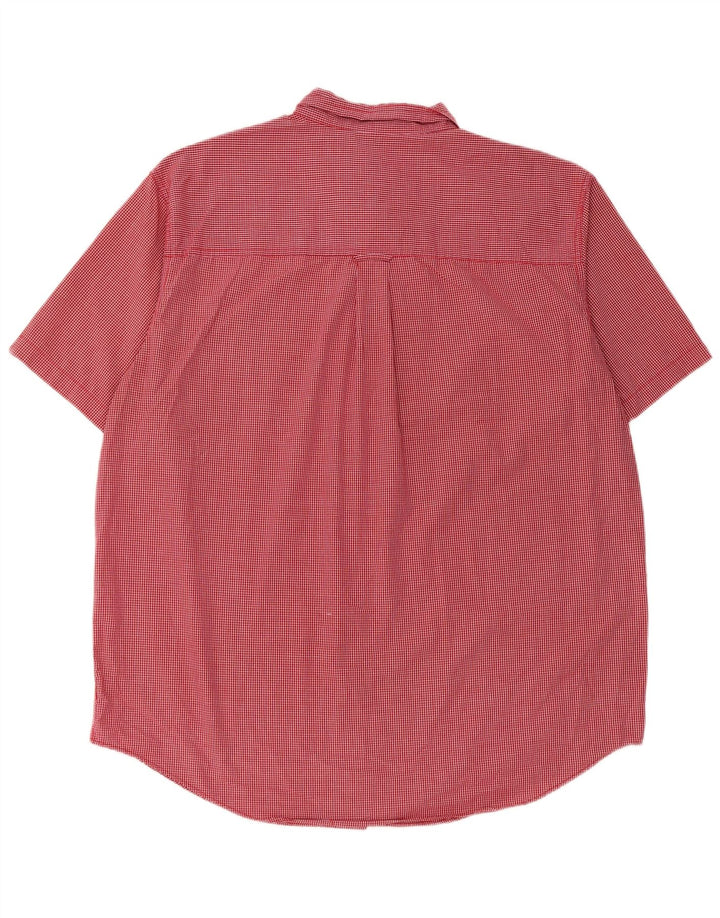 Camisa masculina de manga curta Chaps XL vermelho algodão guingão