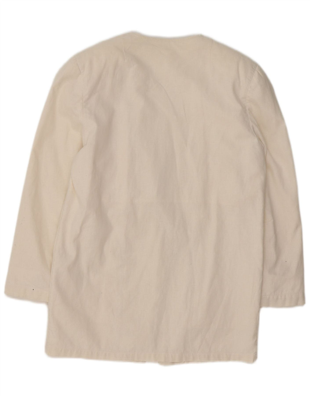 Jaqueta Blazer Longline Feminina VINTAGE Reino Unido 14 Médio Branco