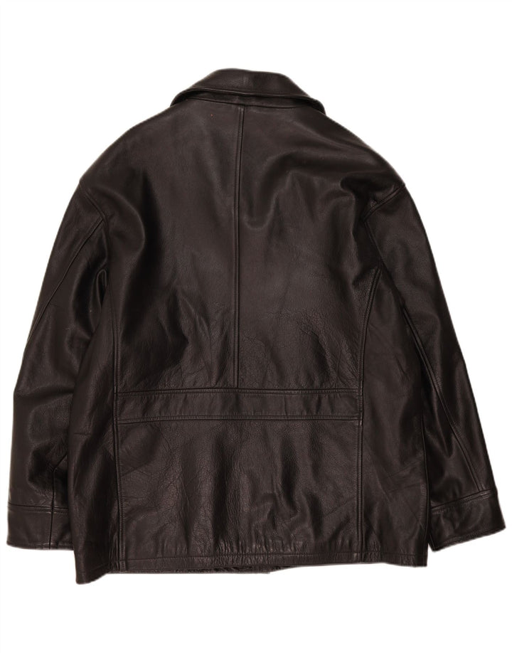 Jaqueta de couro masculina vintage UK 40 grande preta