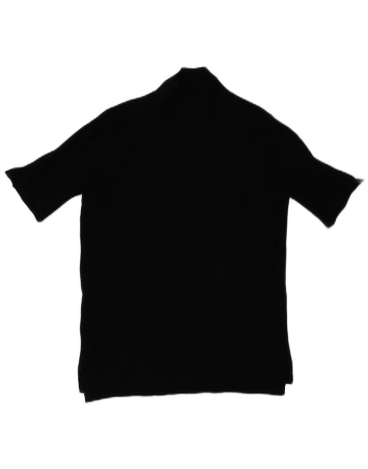 Zara Top feminino de malha de manga curta UK 12 médio preto viscose