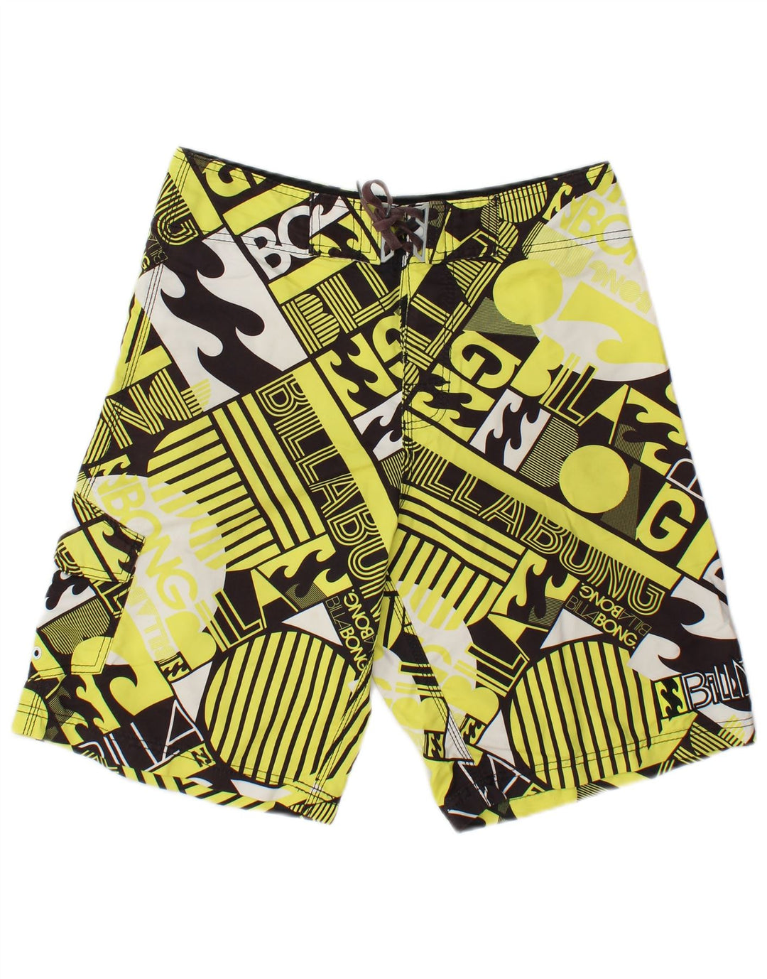 Billabong Mens Graphic Natação Shorts Poliéster Geométrico Amarelo Médio