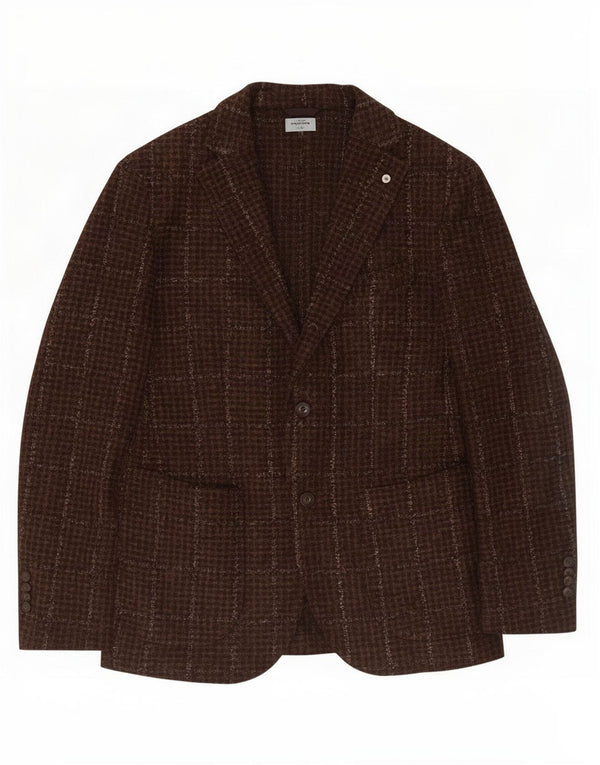 Dandy Mens Limited Edition Knit Blazer Jacket IT 50 Grande Cáqui Xadrez