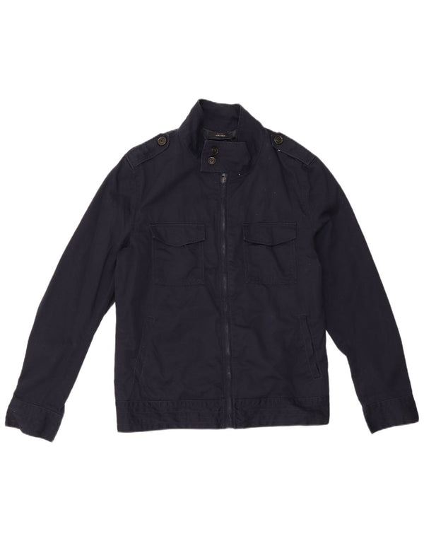 Jaqueta militar masculina ZARA UK 40 grande poliéster azul marinho