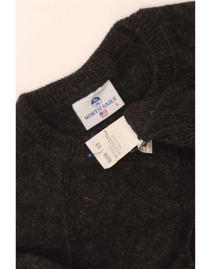 Suéter masculino North Sails com gola redonda, grande lã cinza