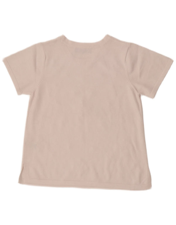 Camiseta feminina gráfica Marks & Spencer UK 10 pequena viscose floral branca