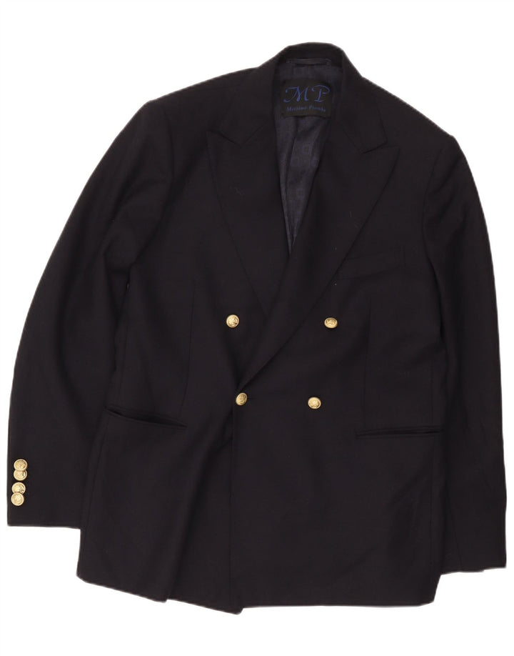 Jaqueta blazer masculina Massimo Piombo com peito duplo IT 50 grande azul marinho