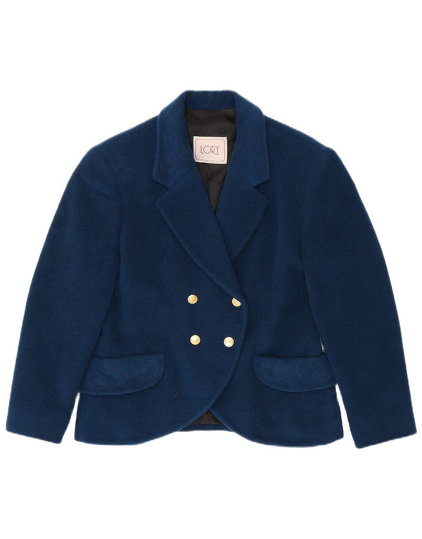 Jaqueta blazer feminina vintage com peito duplo IT 46 grande azul marinho