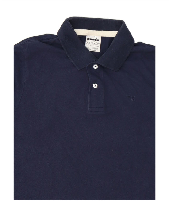 DIADORA Mens Polo Shirt Medium Navy Blue Cotton Vintage Diadora and Second-Hand Diadora from Messina Hembry 