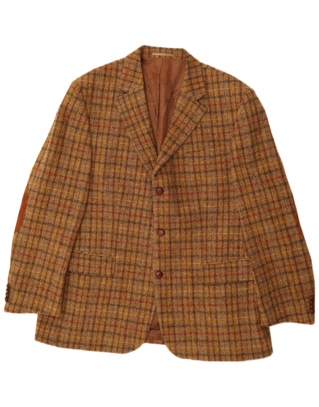 Jaqueta blazer masculina de 3 botões Harris Tweed Reino Unido 40 grande xadrez marrom