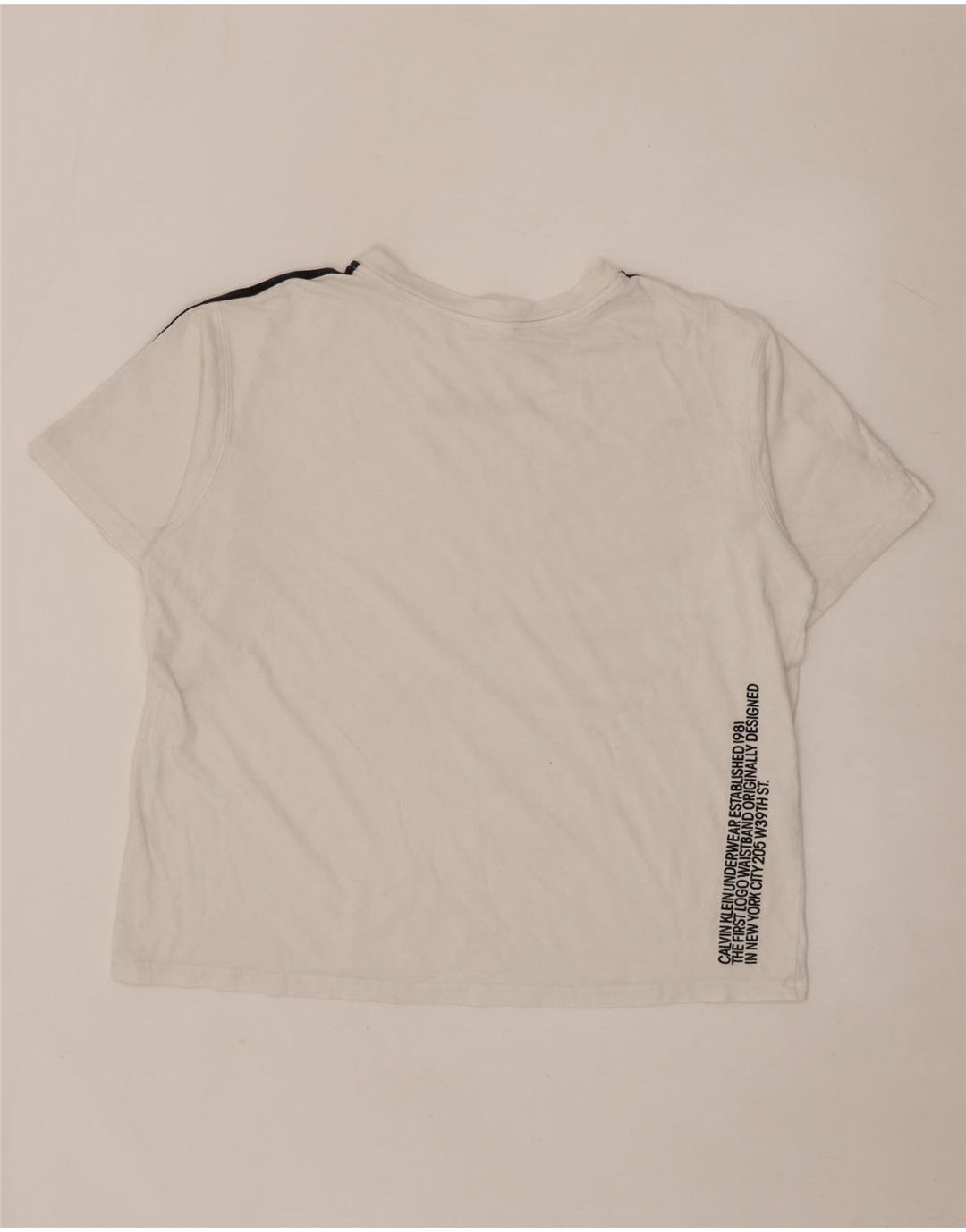 Camiseta masculina CALVIN KLEIN com estampa gráfica grande listrada branca