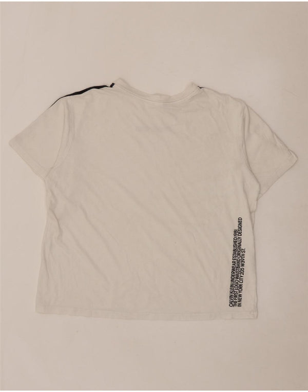 Camiseta masculina CALVIN KLEIN com estampa gráfica grande listrada branca