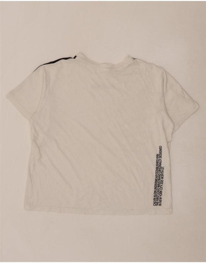 Camiseta masculina CALVIN KLEIN com estampa gráfica grande listrada branca