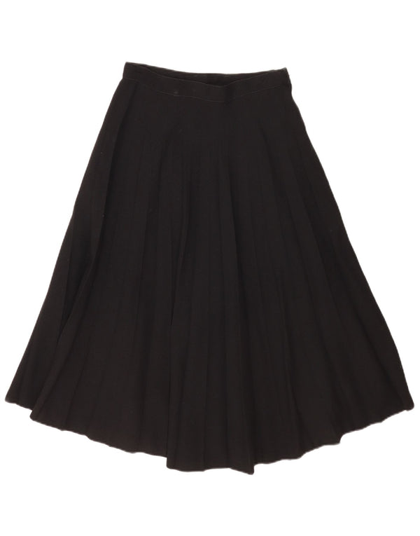 Saia plissada feminina vintage pequena W26 lã preta