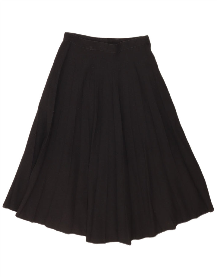 Saia plissada feminina vintage pequena W26 lã preta