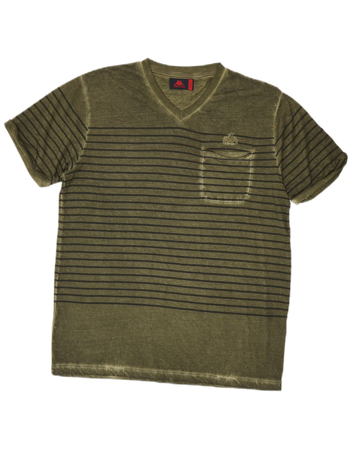 Camiseta masculina Kappa Top grande algodão listrado verde