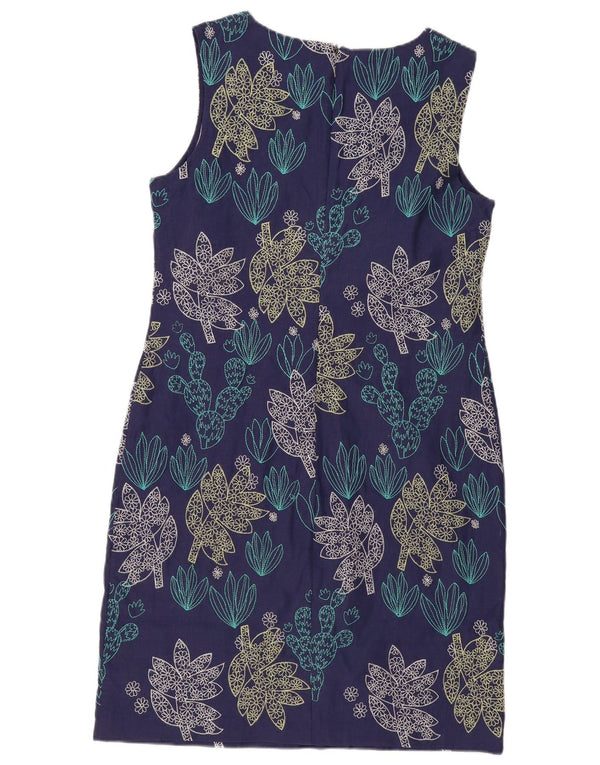 Vestido feminino branco sem mangas com bainha UK 12 médio azul marinho floral
