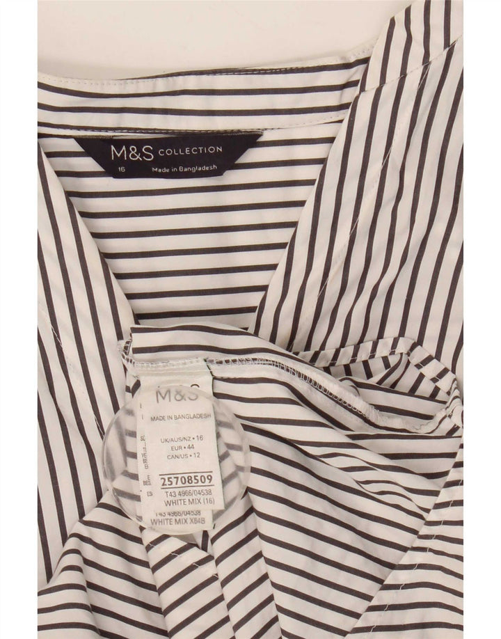 Pulôver feminino Marks & Spencer UK 16 grande algodão listrado branco