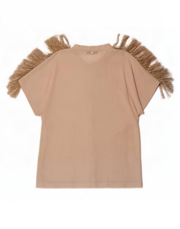 Blusa feminina de manga curta Giorgia & Johns Reino Unido 14 médio bege