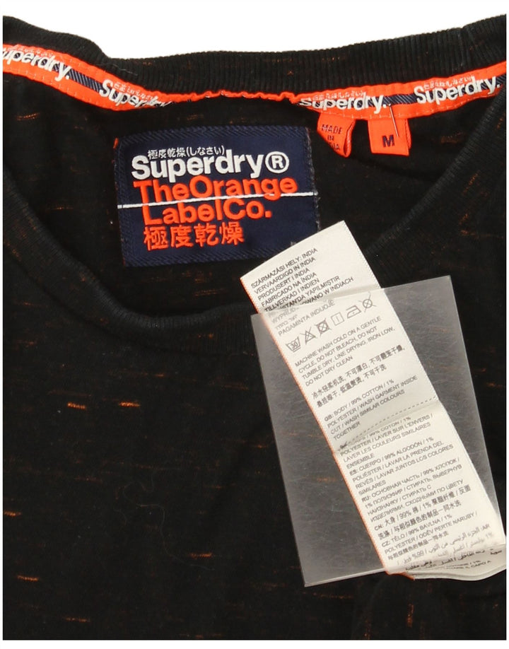 Camiseta masculina Superdry Top médio algodão manchado preto