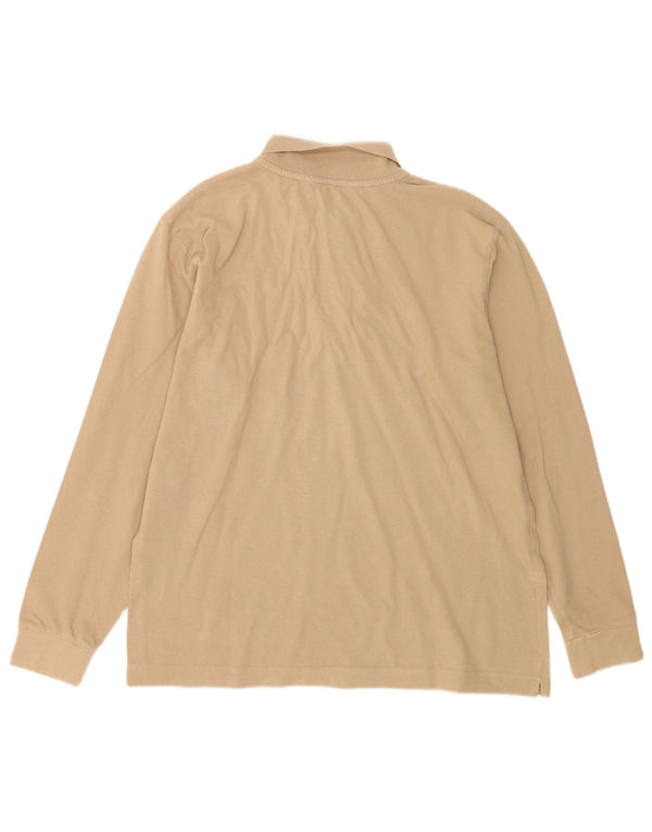 Camisa polo masculina de manga comprida Kappa algodão bege médio