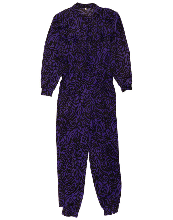 Macacão feminino vintage de manga comprida oversized UK 10 pequeno roxo floral