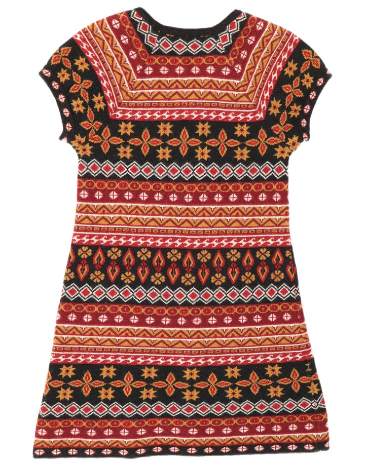 Vestido jumper feminino Zara Reino Unido 12 lã geométrica multicolorida média