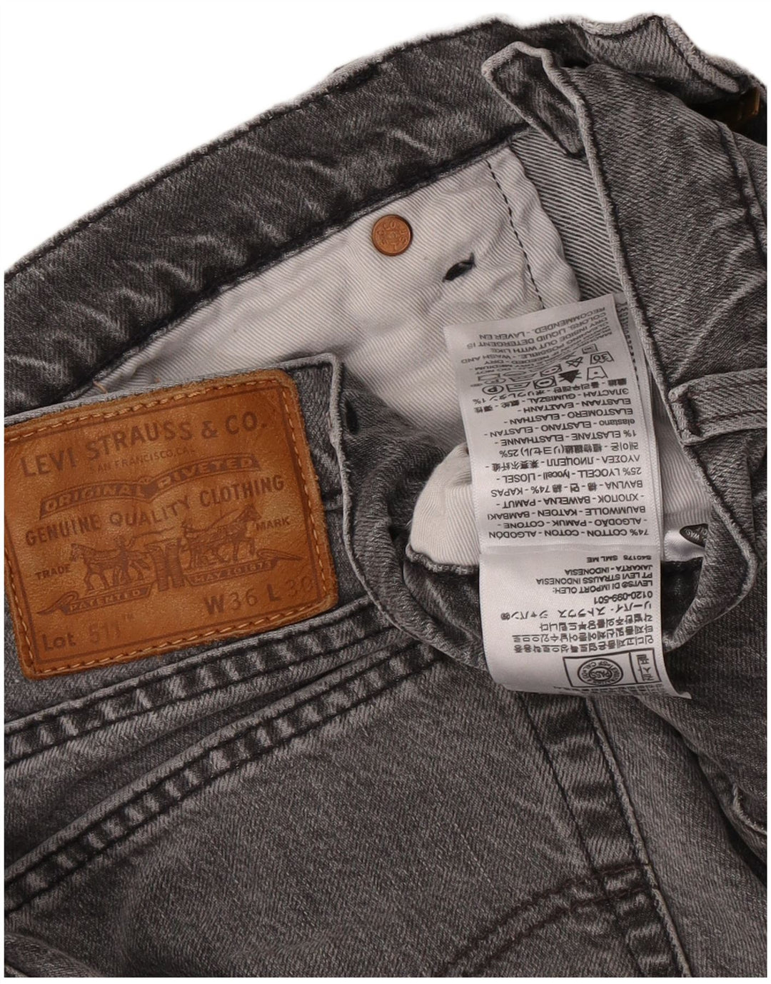 Calça Jeans Levis 511 Slim Masculina W36 L30 Cinza Algodão