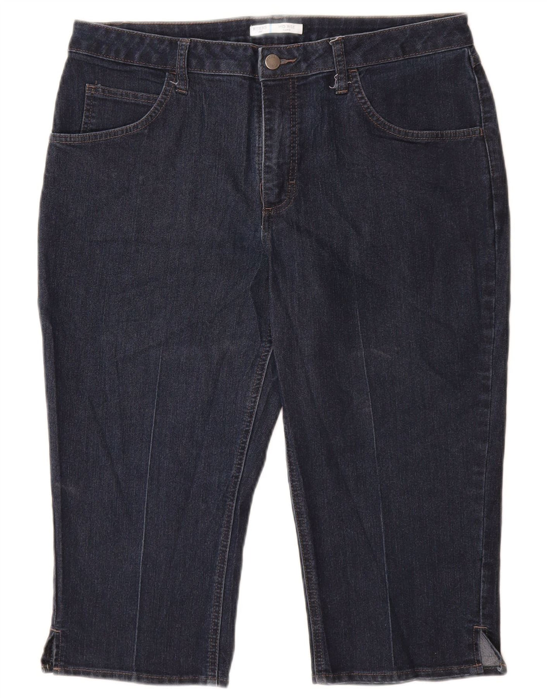 Calça jeans feminina LEE Riders cintura média capri EUA 14 grande W34 L19 azul marinho