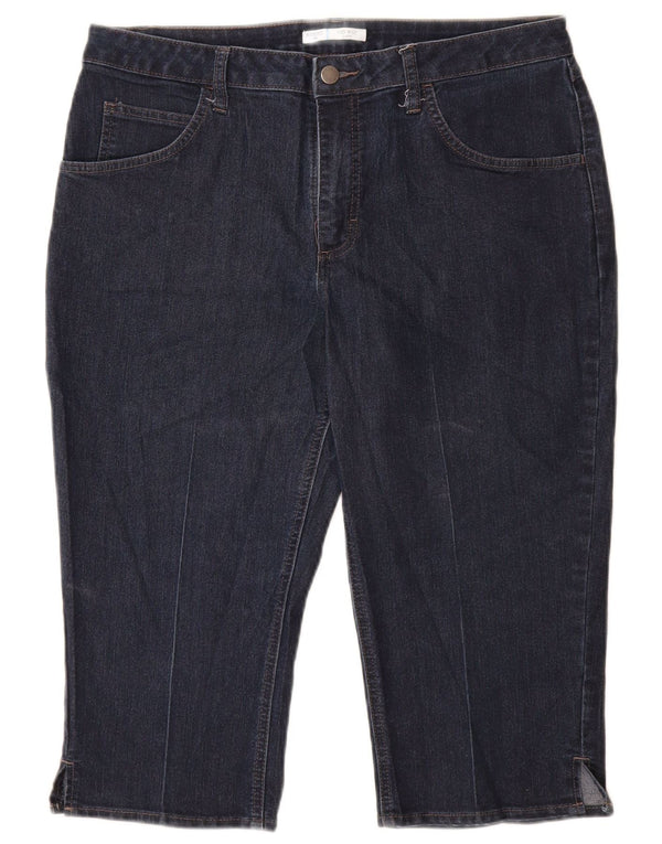 Calça jeans feminina LEE Riders cintura média capri EUA 14 grande W34 L19 azul marinho