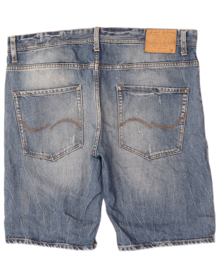 Shorts jeans masculino Jack & Jones desgastado de ajuste regular W38 XL azul