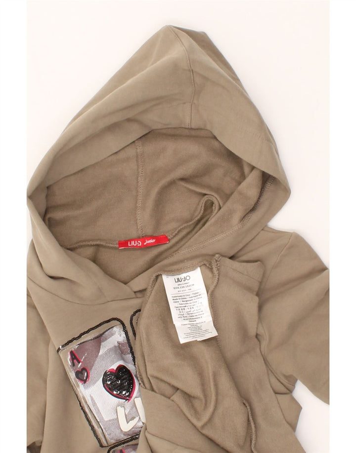 LIU JO Girls Graphic Hoodie Jumper 11-12 Years Beige Cotton Vintage Liu Jo and Second-Hand Liu Jo from Messina Hembry 