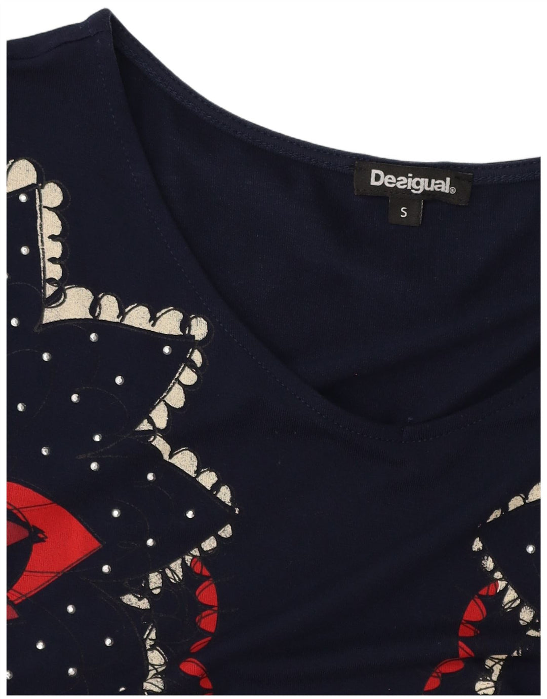 DESIGUAL Vestido feminino estampado em linha A Reino Unido 10 pequeno azul marinho floral