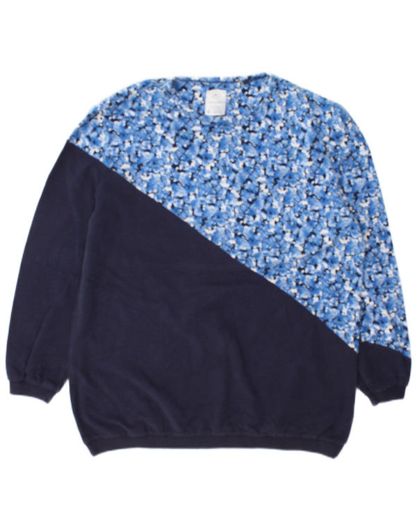 Fat Face Womens Sweatshirt Jumper UK 14 Medium Navy Blue Floral Cotton