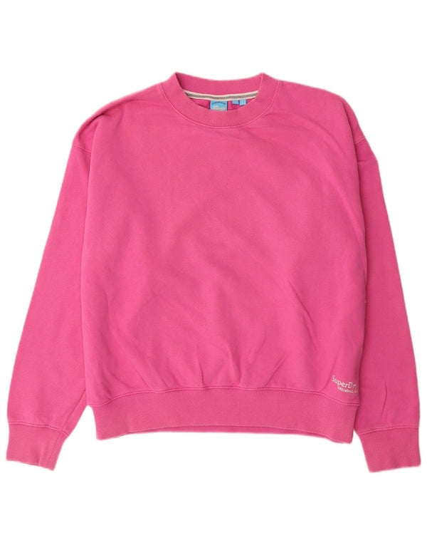 Suéter superdimensionado feminino SUPERDRY Reino Unido 14 grande algodão rosa
