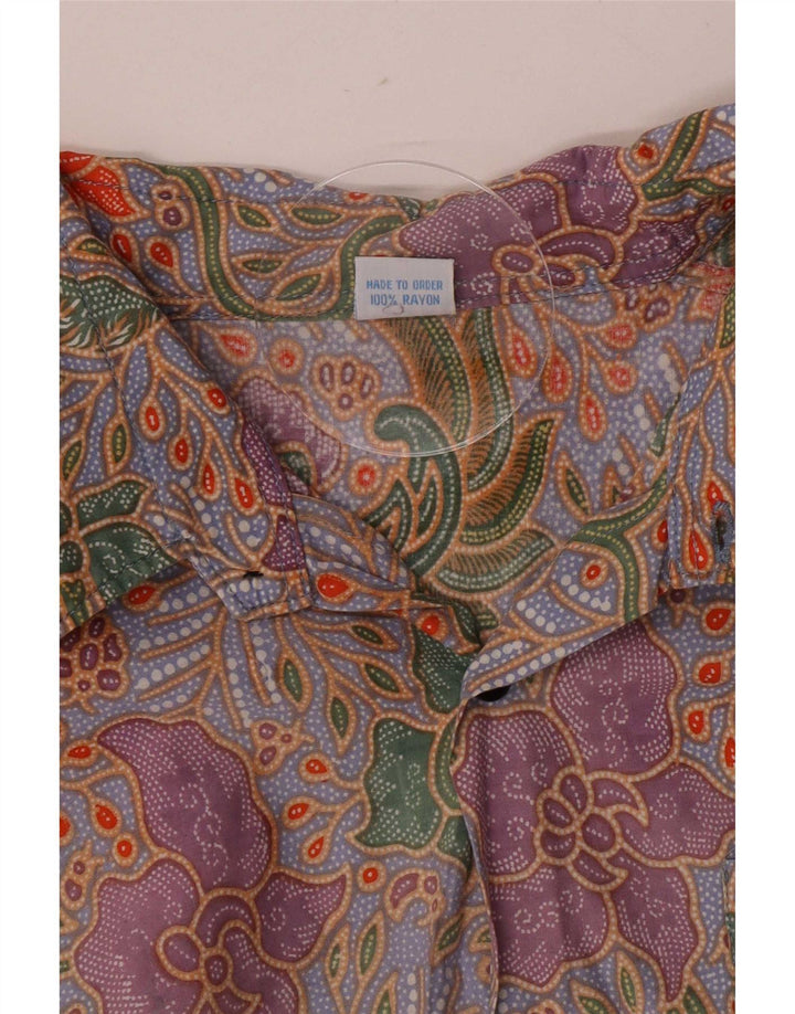 Camisa masculina vintage de manga curta média multicolorida Paisley Rayon
