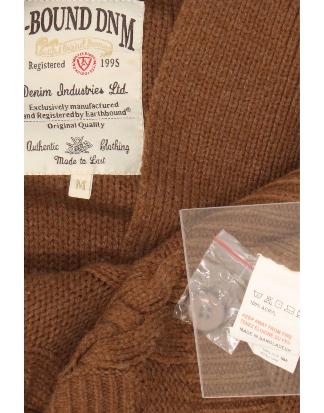 Suéter cardigã masculino vintage médio marrom poliacrílico