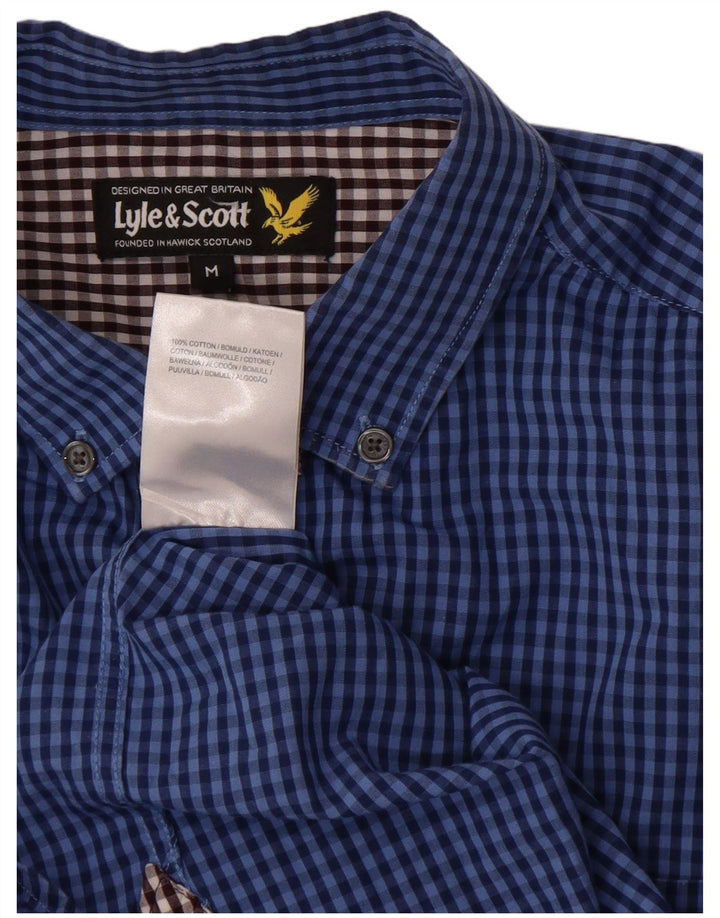 Camisa masculina Lyle & Scott de algodão guingão azul médio