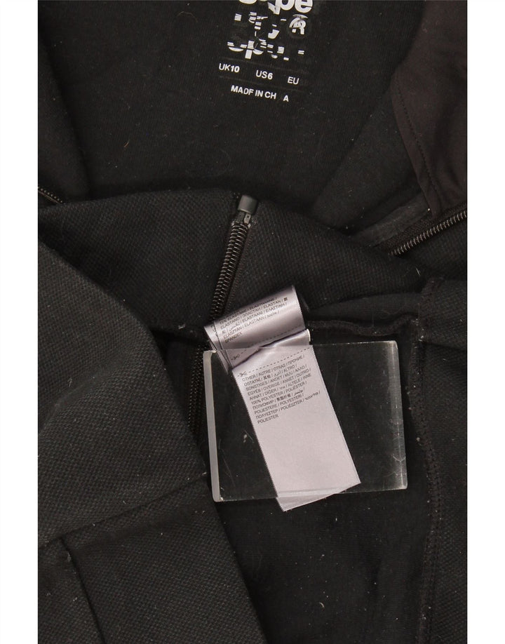 Suéter feminino Superdry com capuz e zíper gráfico UK 10 pequeno poliéster preto