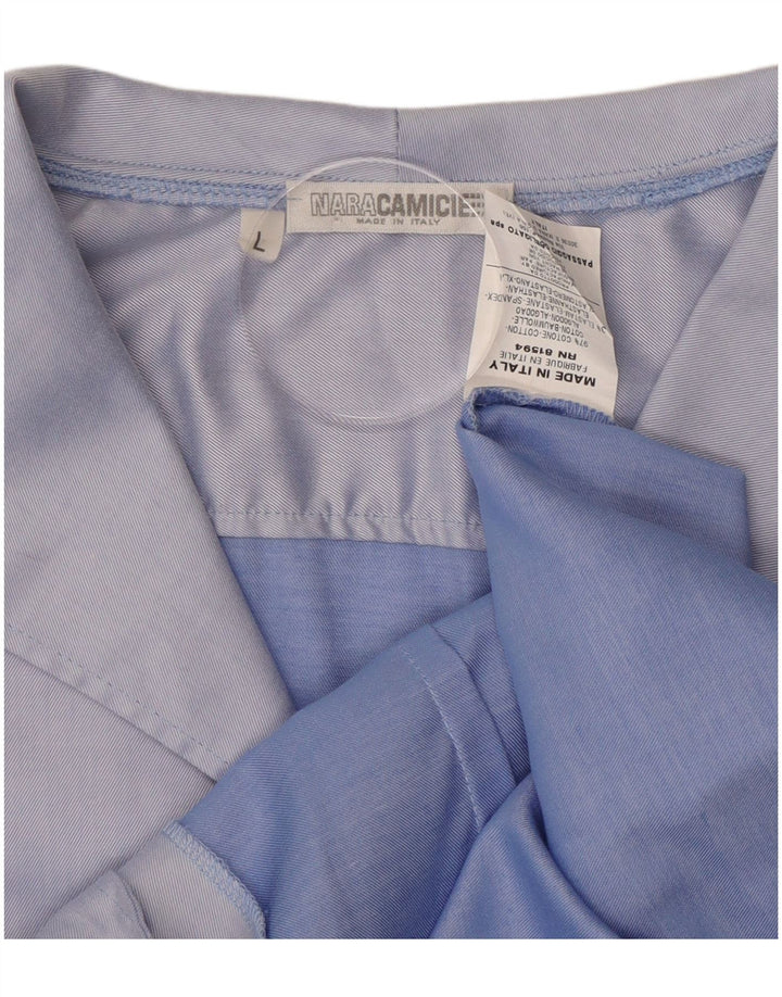 Camisa feminina NARACAMICIE UK 16 grande algodão azul