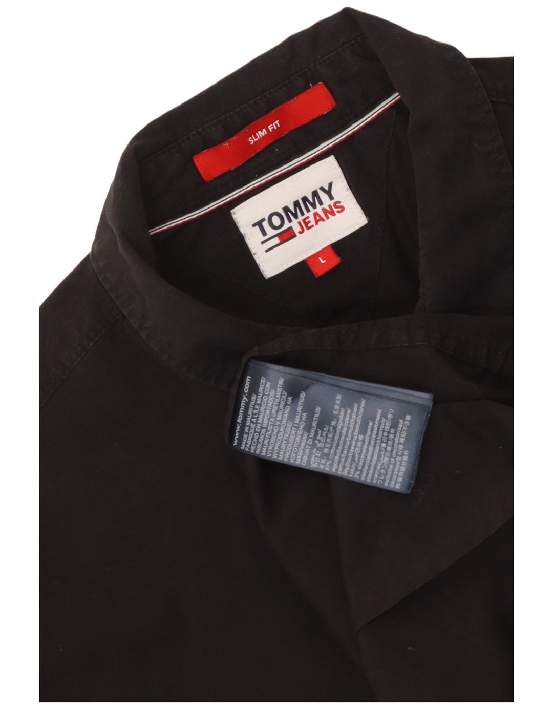Camisa masculina Tommy Hilfiger Slim Fit grande algodão preto