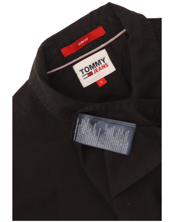 Camisa masculina Tommy Hilfiger Slim Fit grande algodão preto