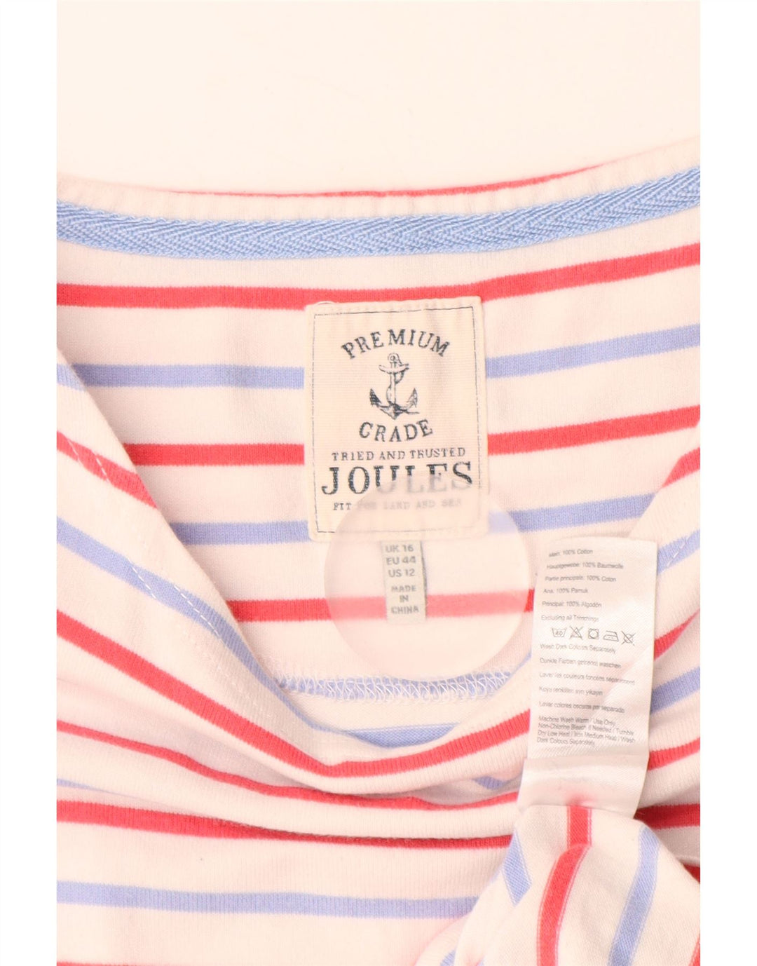 JOULES Vestido camiseta feminino sem mangas Reino Unido 16 grande algodão listrado branco