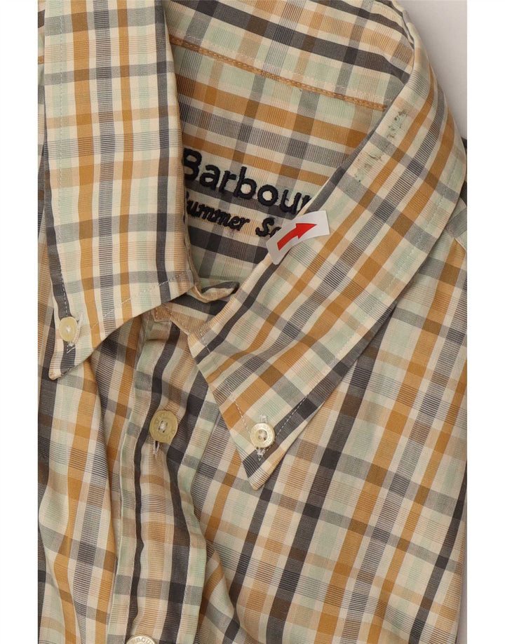 Camisa masculina Barbour grande xadrez bege