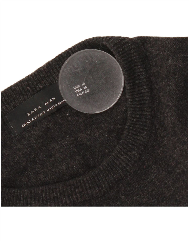 Zara Suéter masculino com gola redonda, preto médio